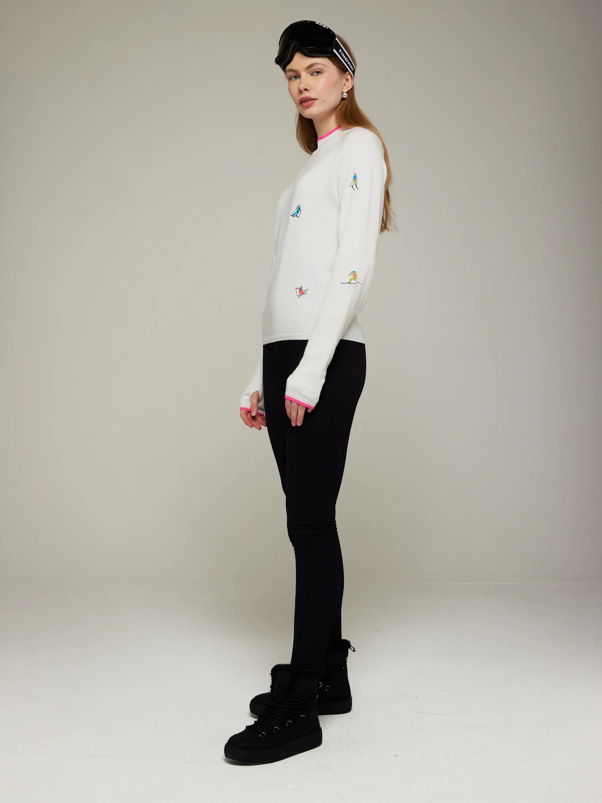 Whisper by Brodie 'Ditsy Ski Embroidered Sweater'