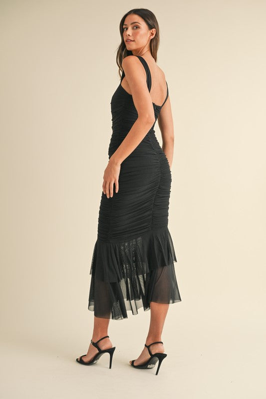 The 'Rouched Mesh Fish Tail Dress'