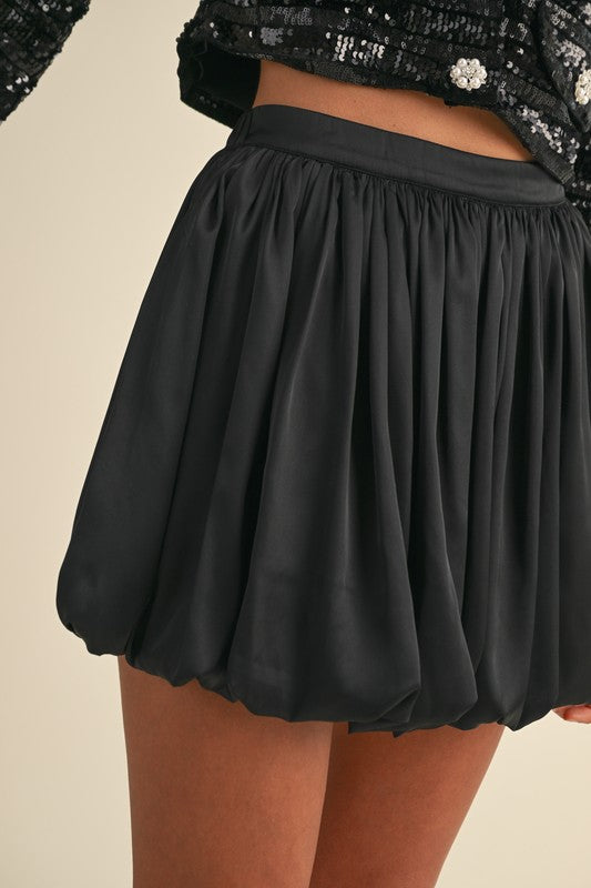 The 'Satin Bubble Hem Mini Skirt'