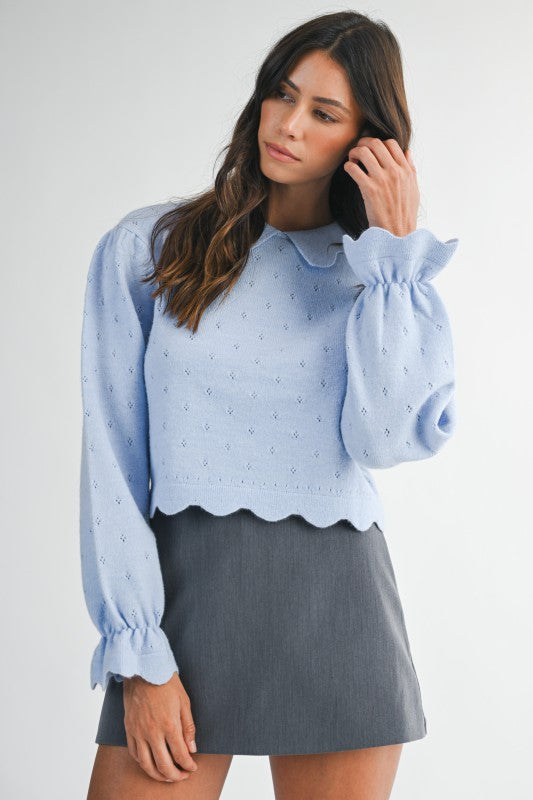 The 'Nina Scallop Pointelle Sweater'