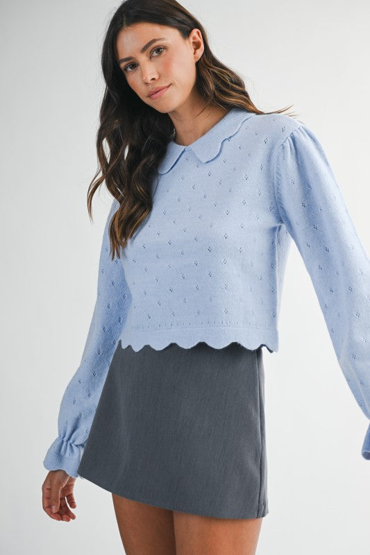 The 'Nina Scallop Pointelle Sweater'