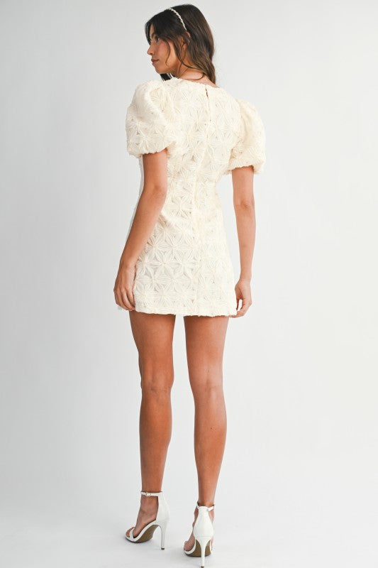 The 'Cindy Textured Puff Sleeve Mini Dress'