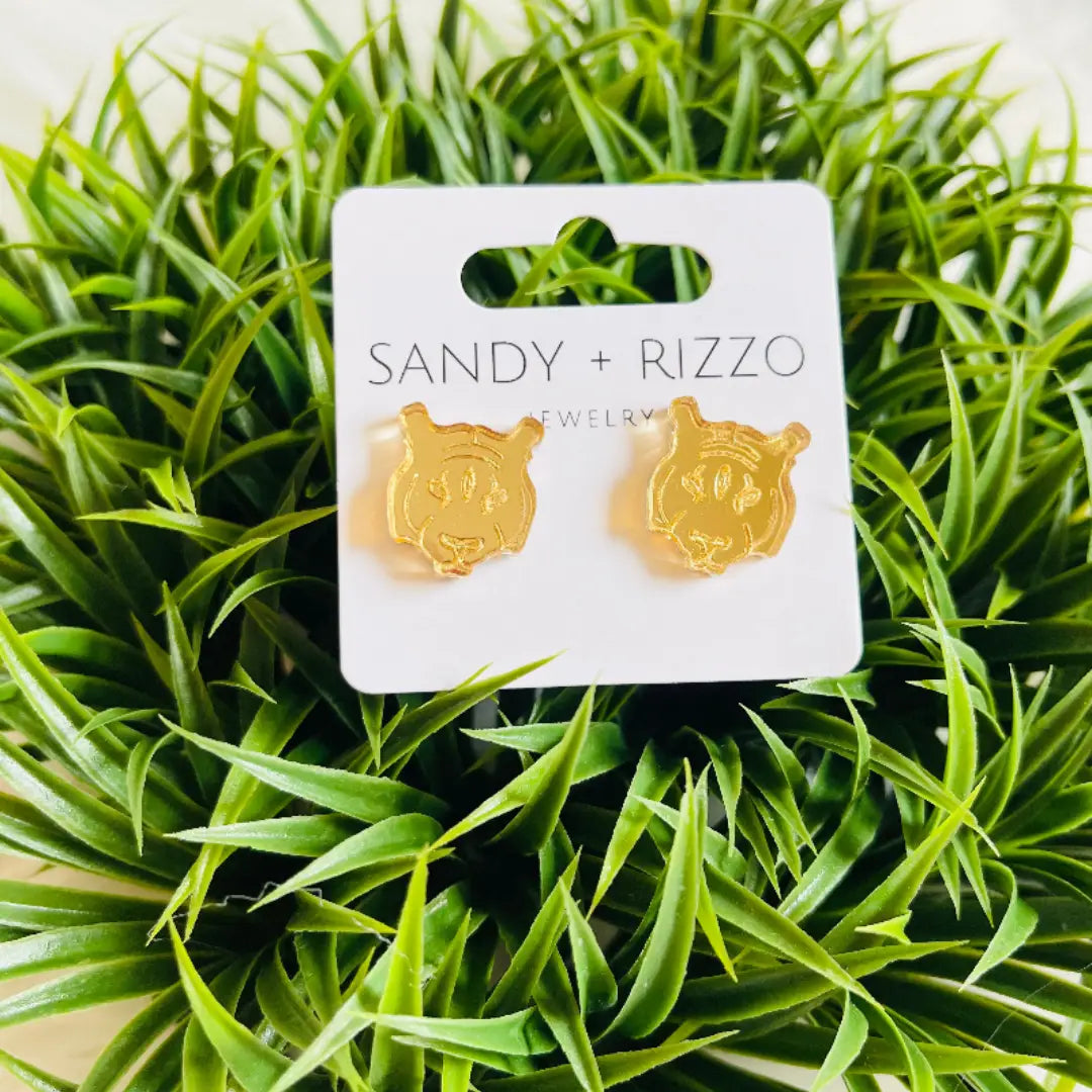 Sandy + Rizzo 'Small Golden Tiger Stud Earrings'