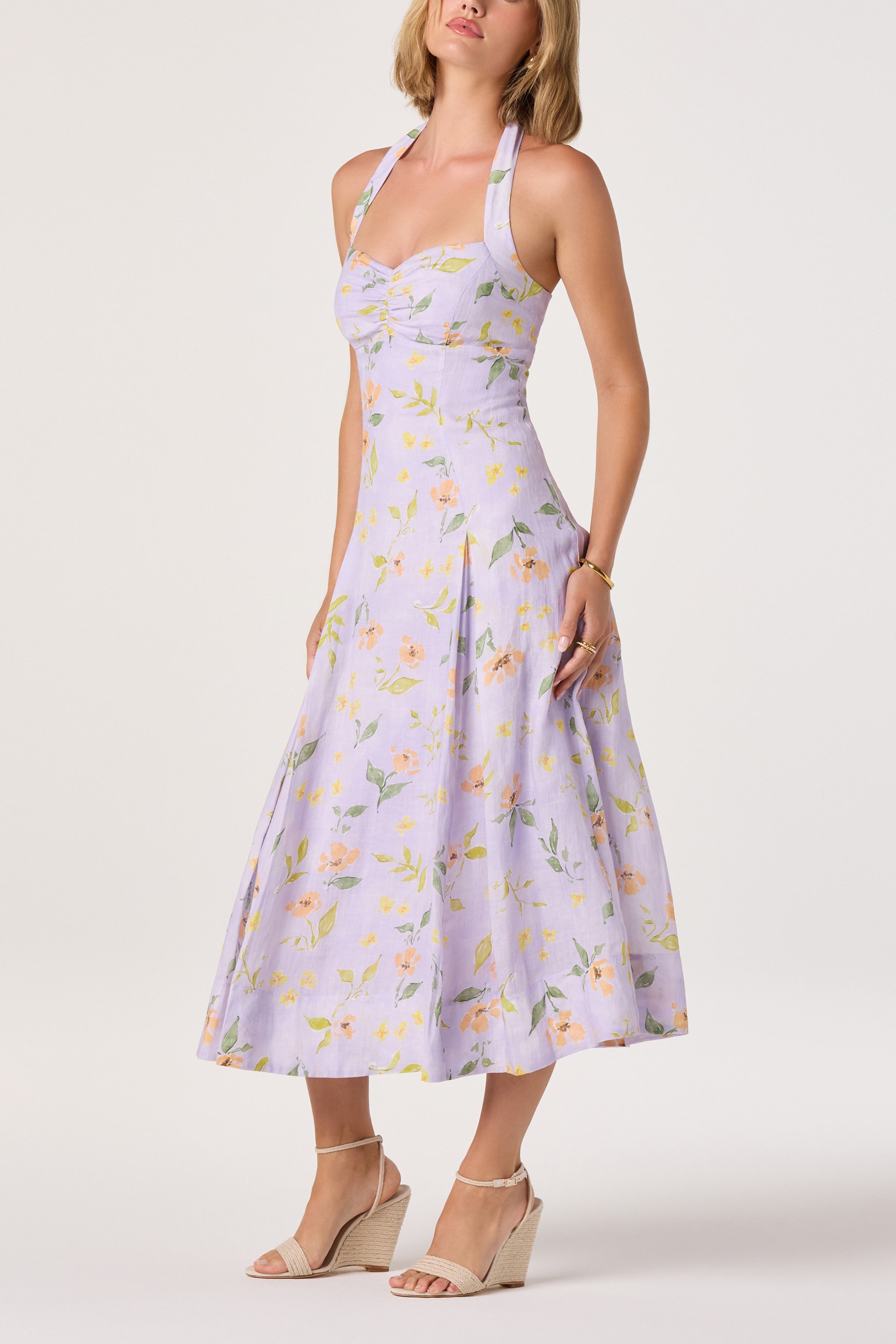 astr the label purple dress ASTR the Label Ruffle Maxi Dress in Lilac Purple Multi