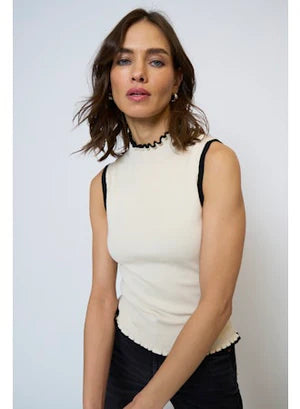 Central Park West 'Isla Sleeveless Ruffle Turtleneck Top'