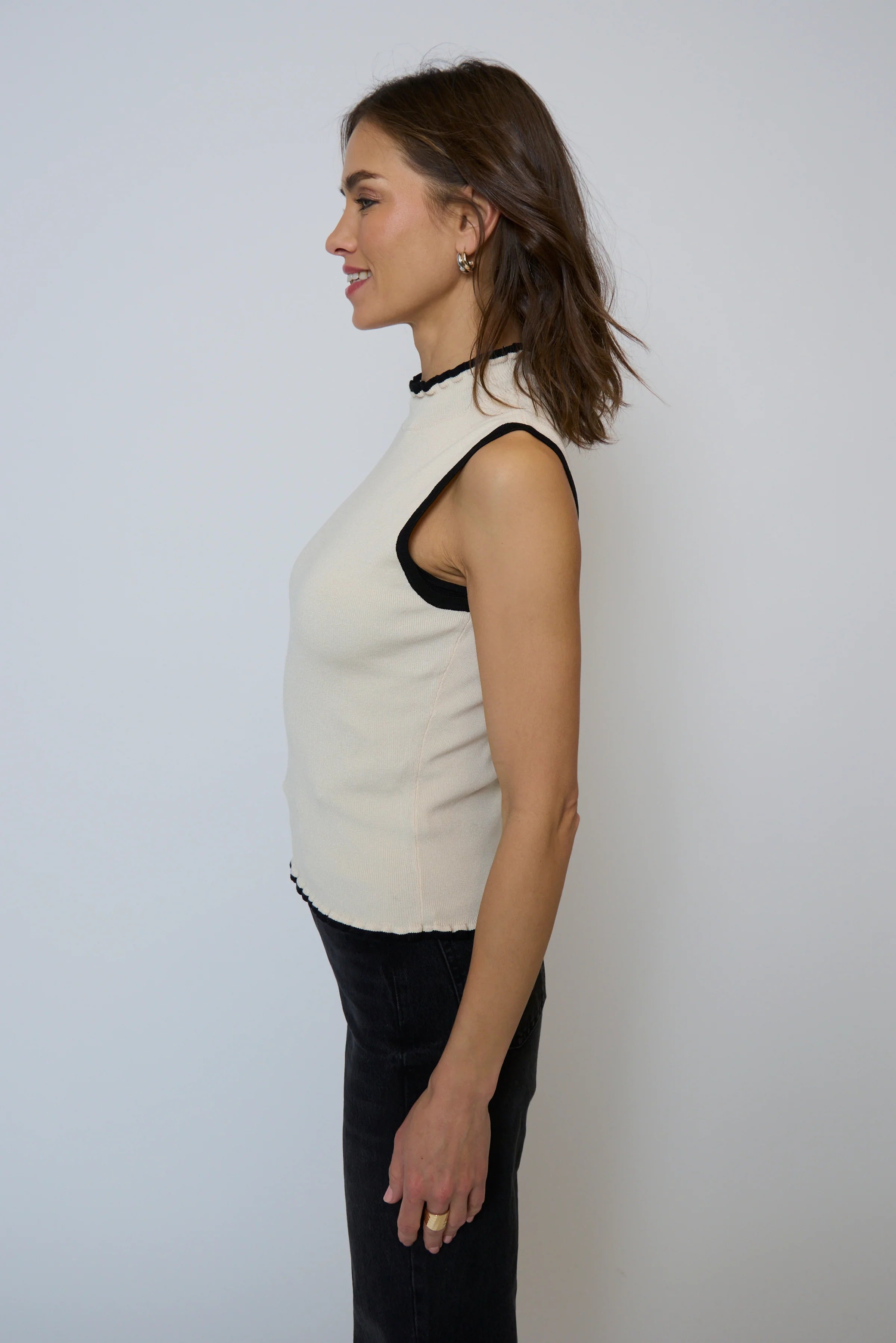 Central Park West 'Isla Sleeveless Ruffle Turtleneck Top'
