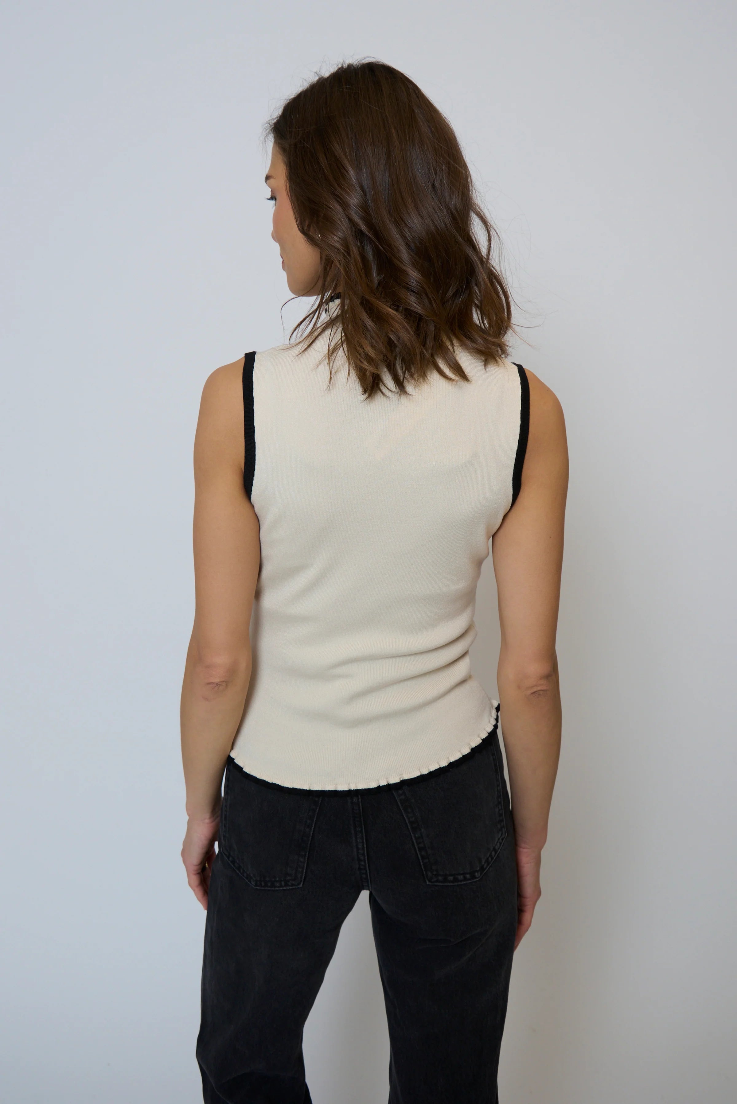 Central Park West 'Isla Sleeveless Ruffle Turtleneck Top'