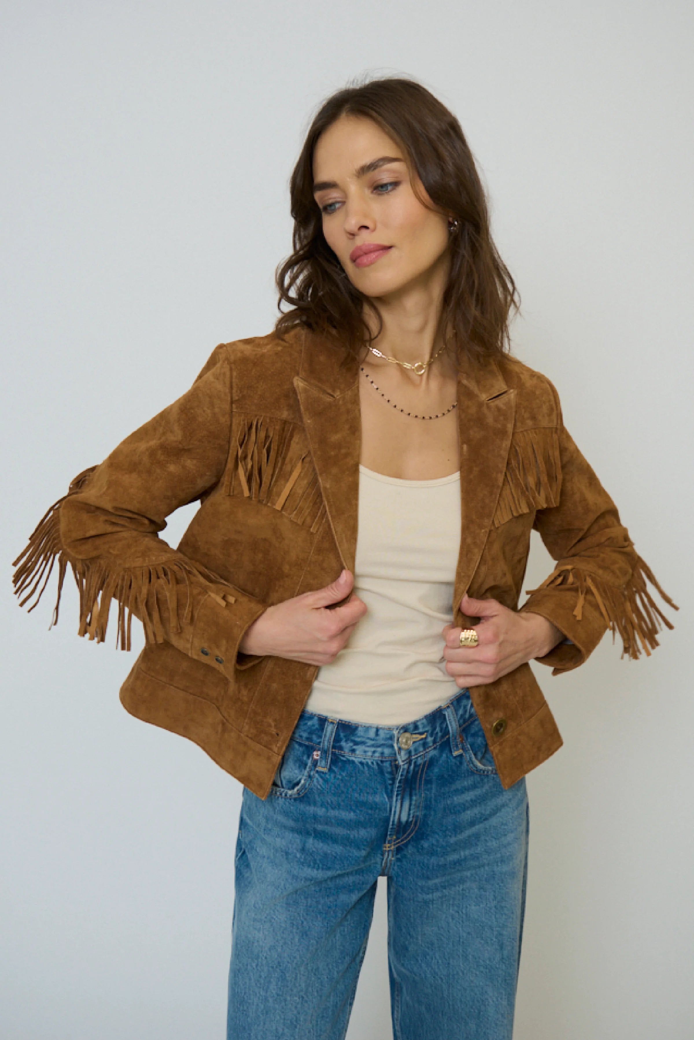Central Park West 'Atlas Genuine Suede Fringe Blazer'