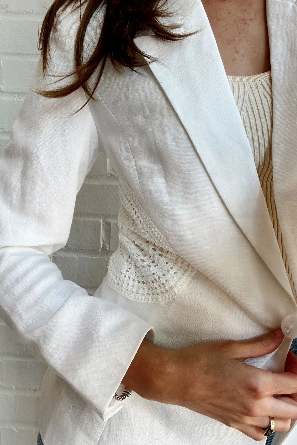 Central Park West 'July Crochet Linen Blazer'