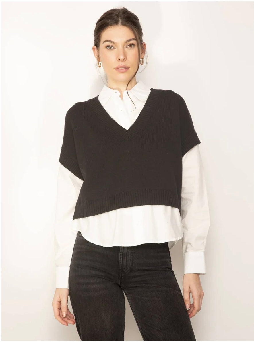 Central Park West ‘Tessa Crop V Neck Twofer’