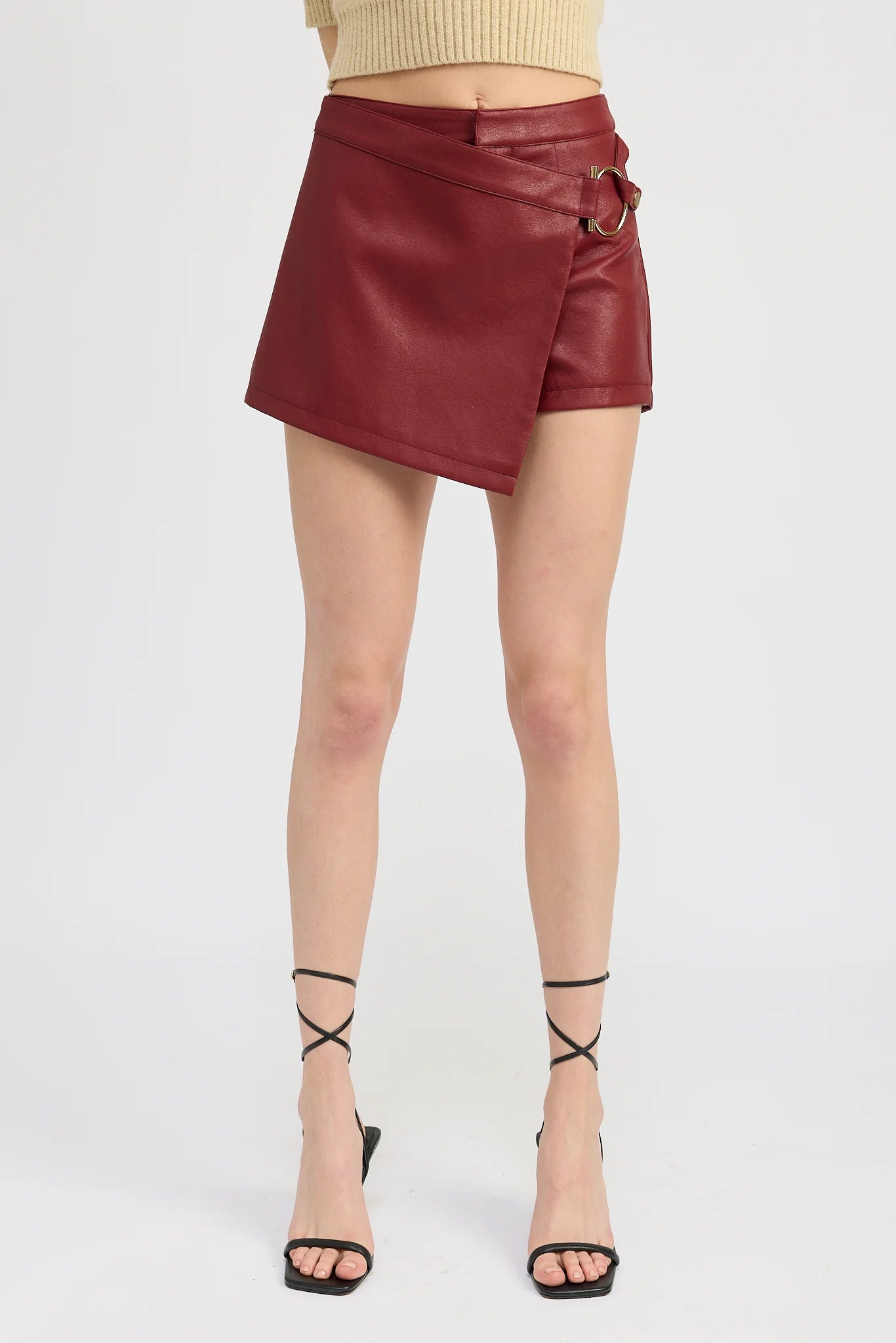 En Saison 'Vegan Leather Wrap Skort'