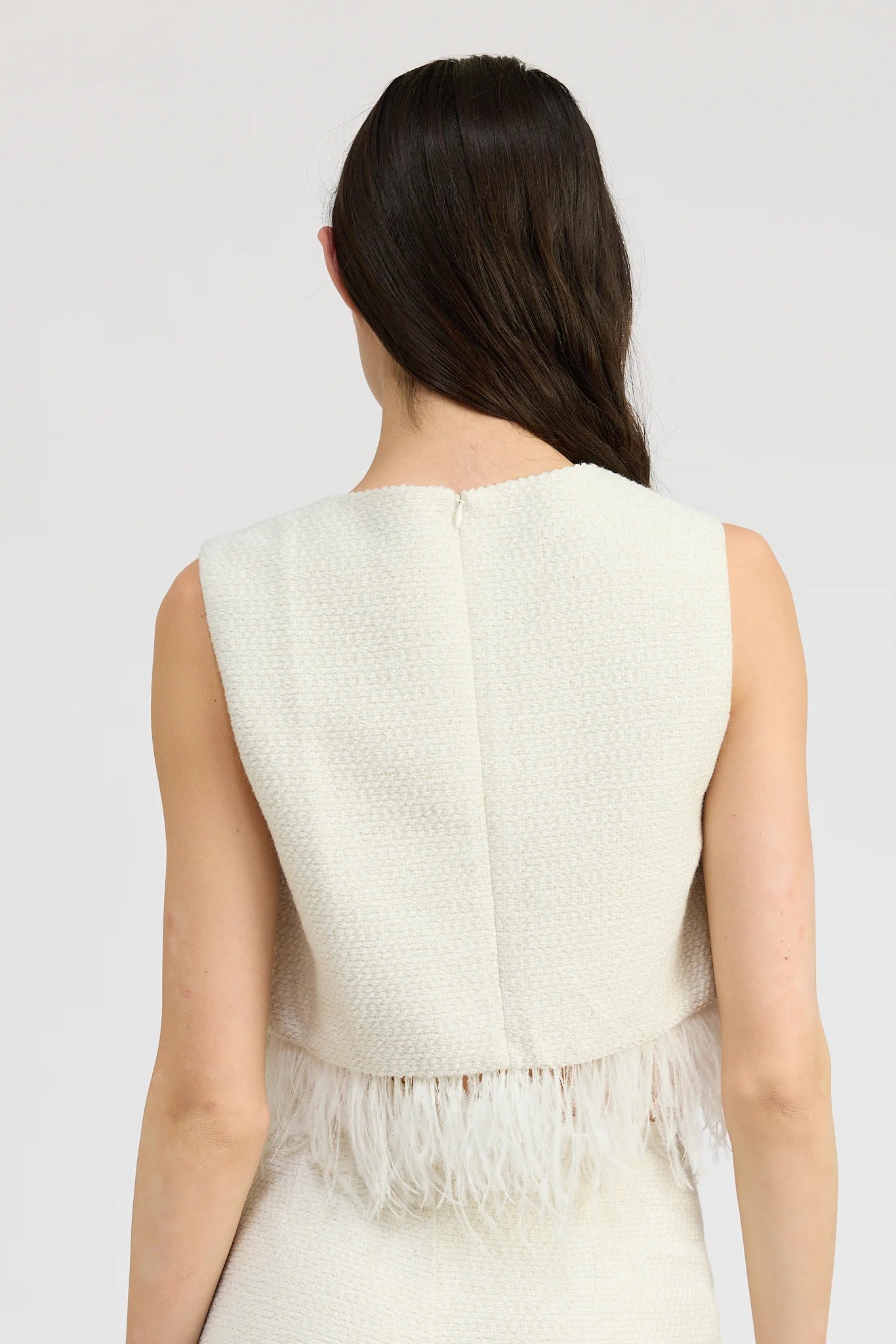 En Saison 'Feather Trim Sleeve Top'