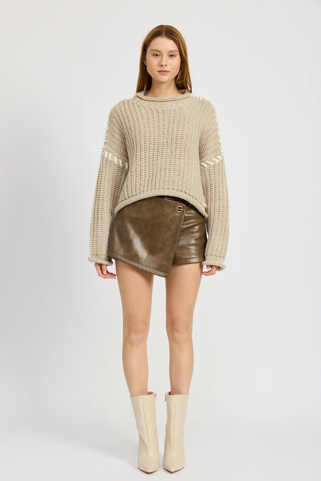 En Saison 'Contrast Stitch Knit Top'