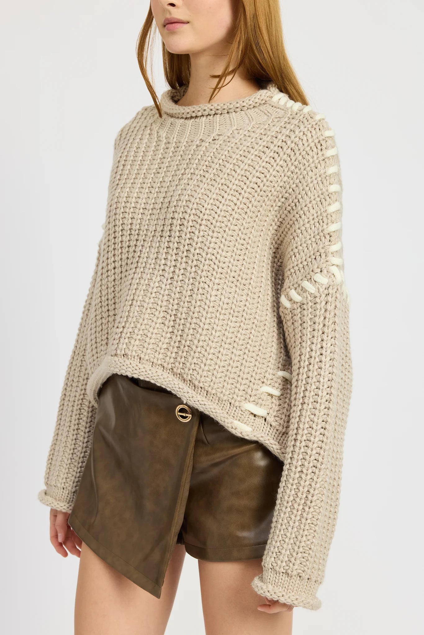 En Saison 'Contrast Stitch Knit Top'