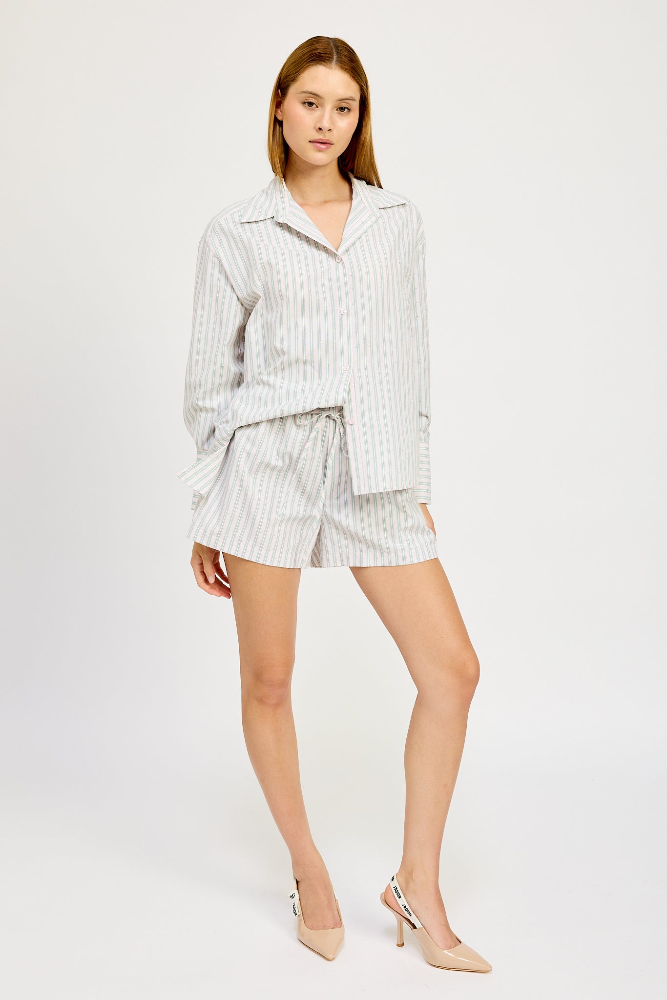 En Saison 'Haisley Stripe Mini Shorts'