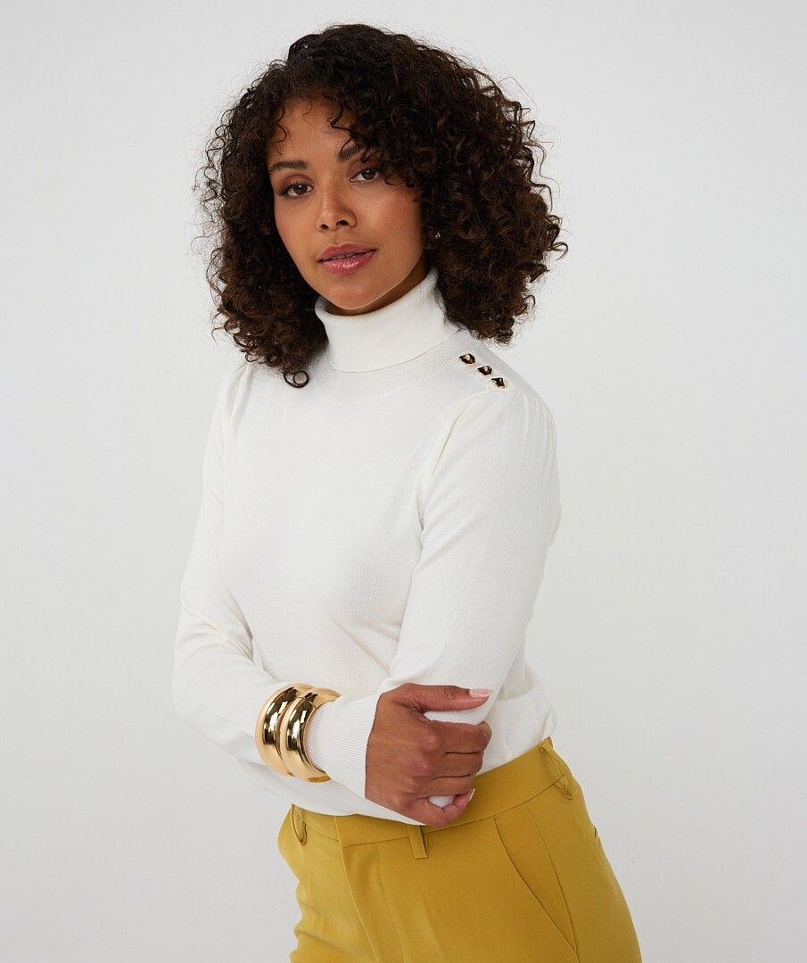 Esqualo ‘Melange Turtleneck W Button Ls’