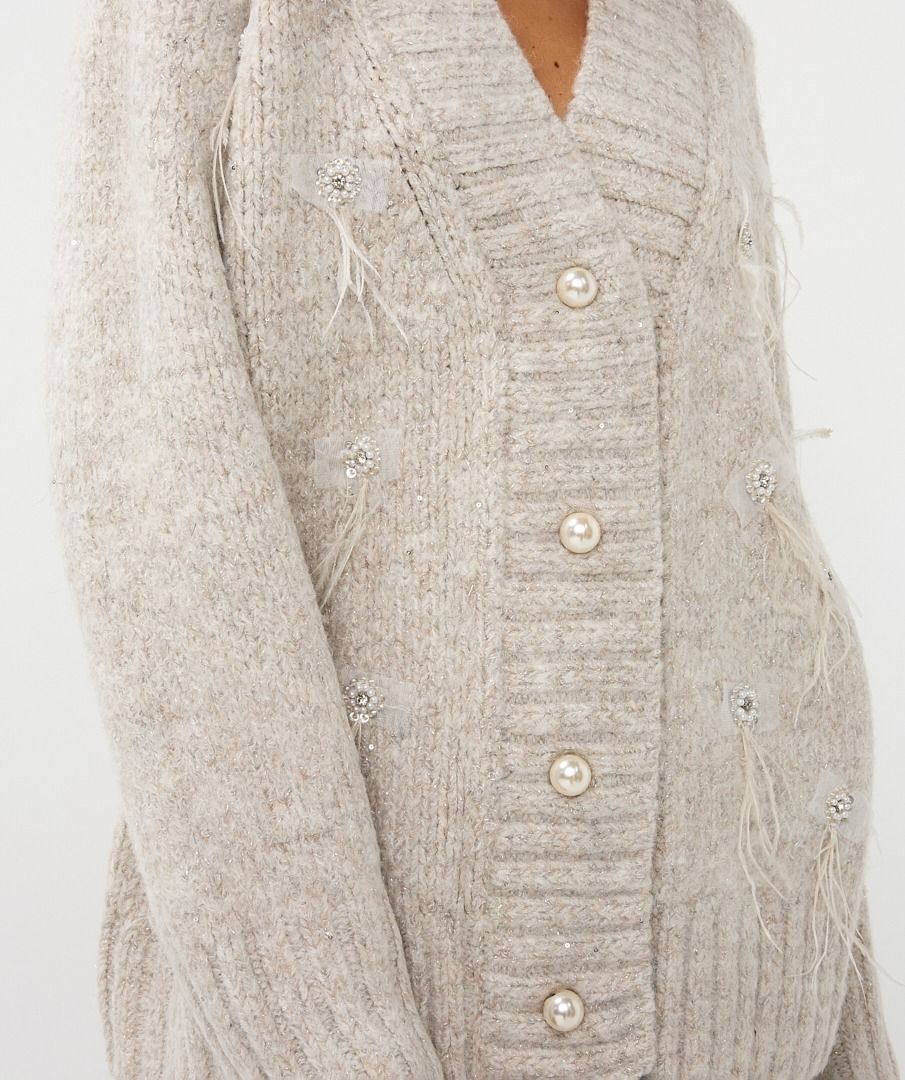 Esqualo ‘Embellished Feather Cardi’