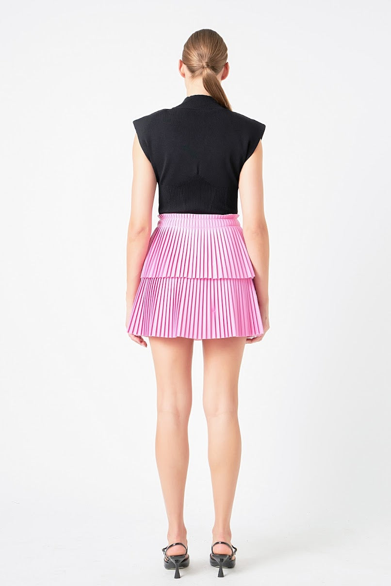 The ‘Shiny Pu Pleated Mini Skirt’