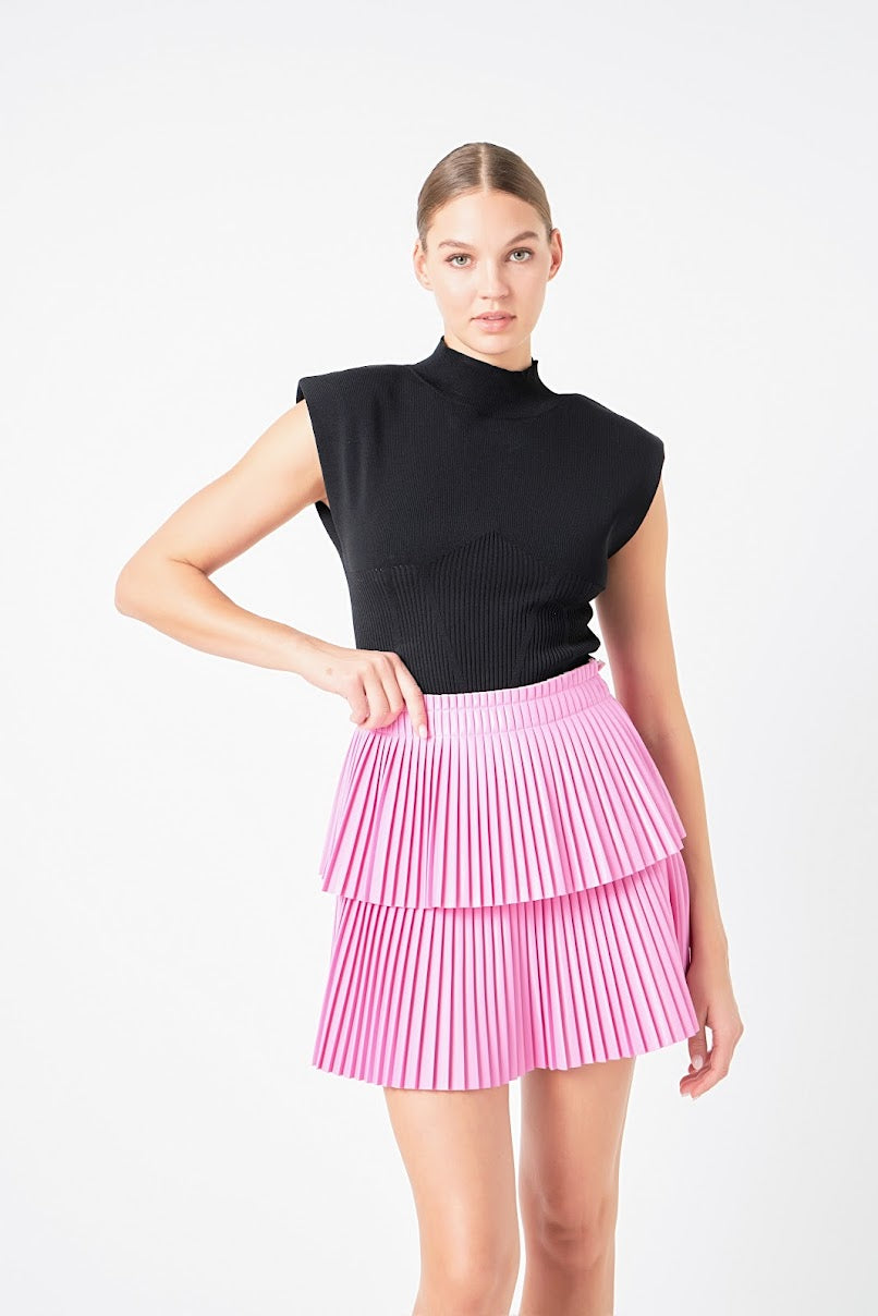 The ‘Shiny Pu Pleated Mini Skirt’