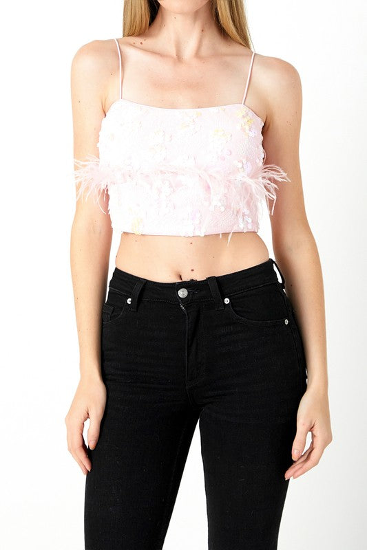 The ‘Swiftie Sequin Feather Top’