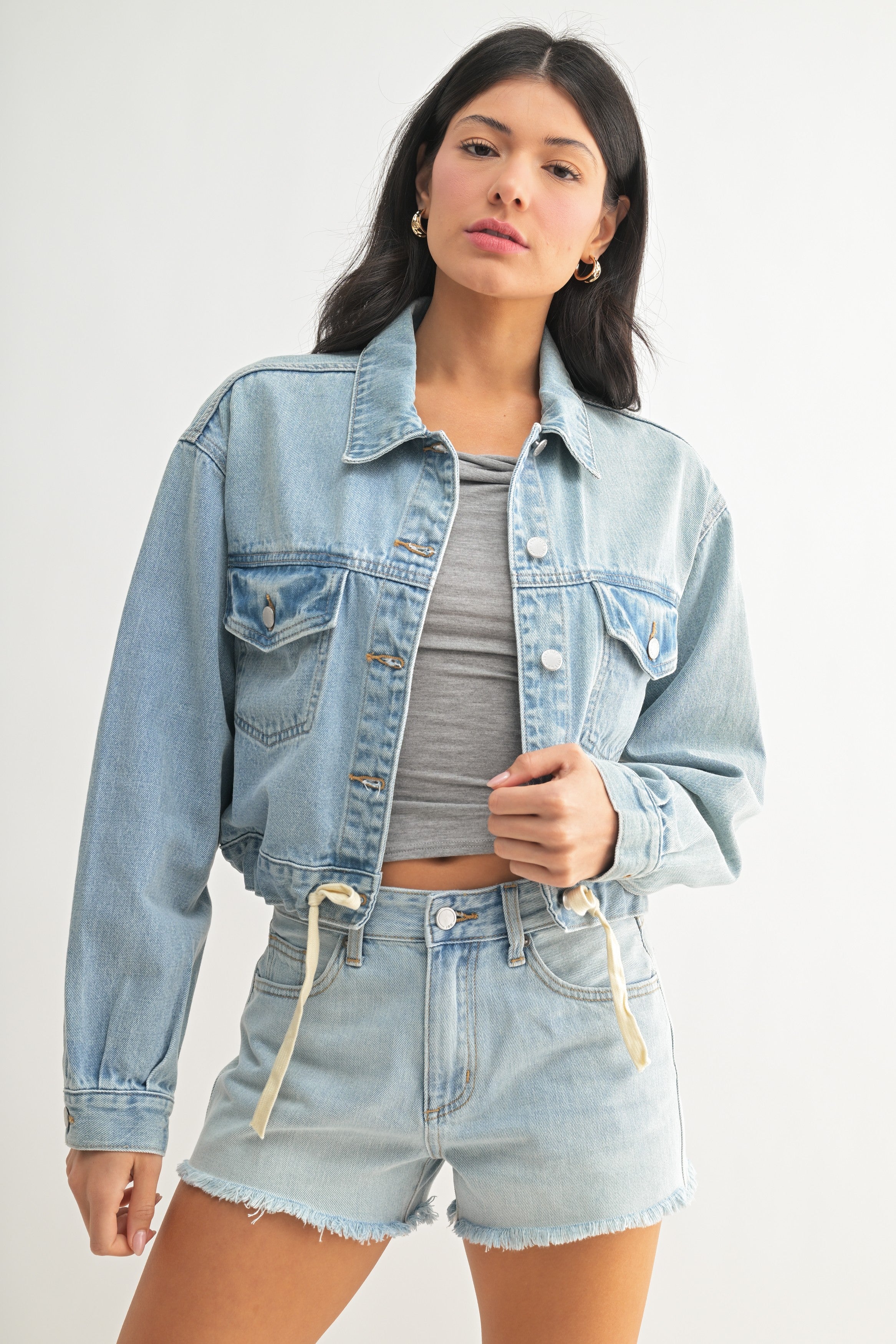 The ‘Tied Waist Denim Crop Jacket’
