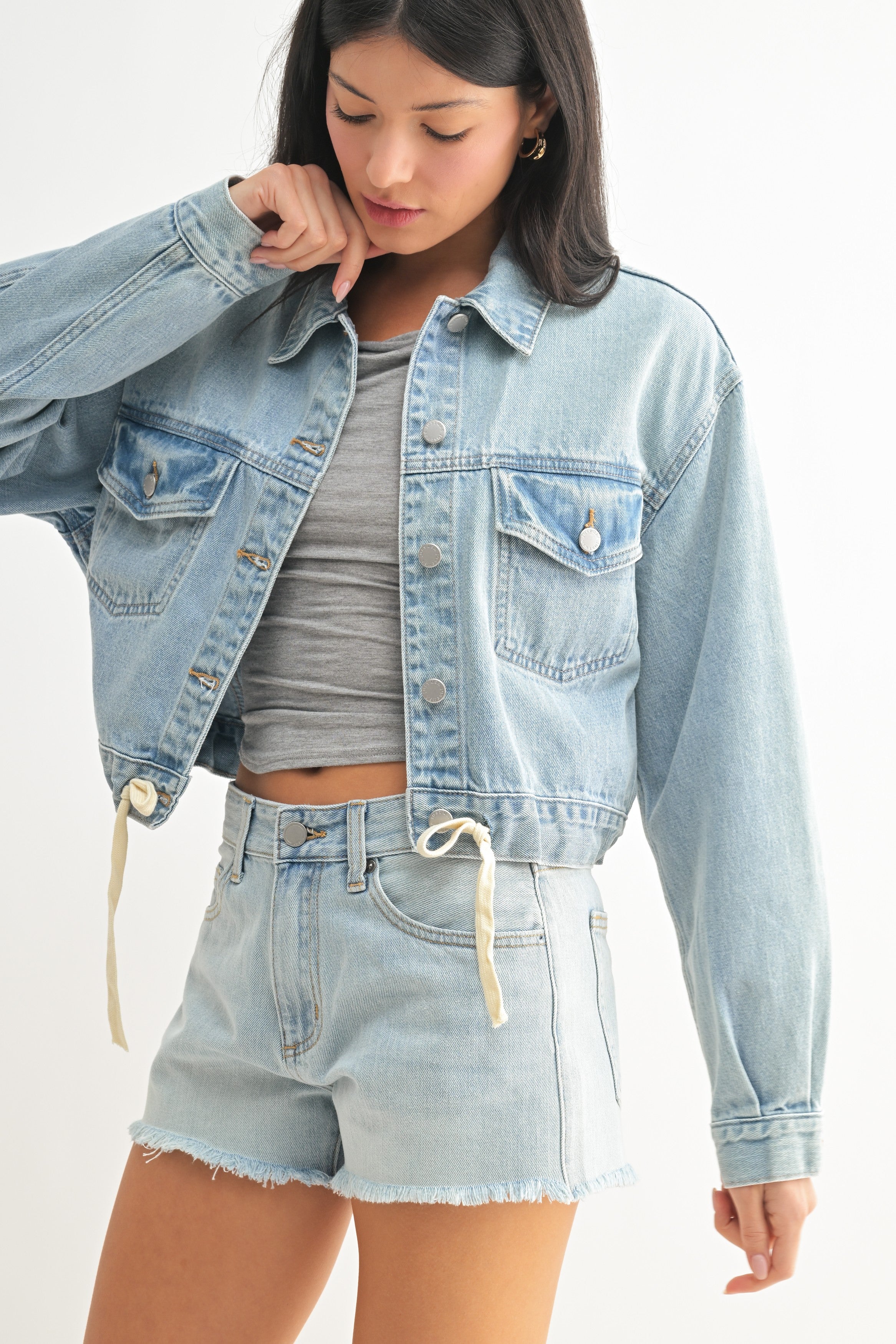 The ‘Tied Waist Denim Crop Jacket’