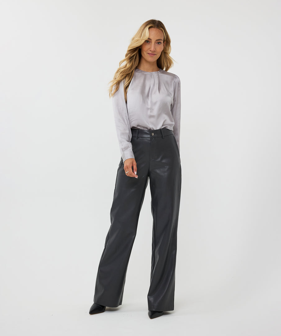 Esqualo 'Vegan Leather Wide Leg Pant'