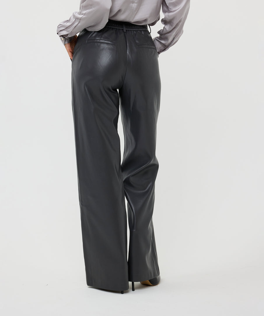 Esqualo 'Vegan Leather Wide Leg Pant'