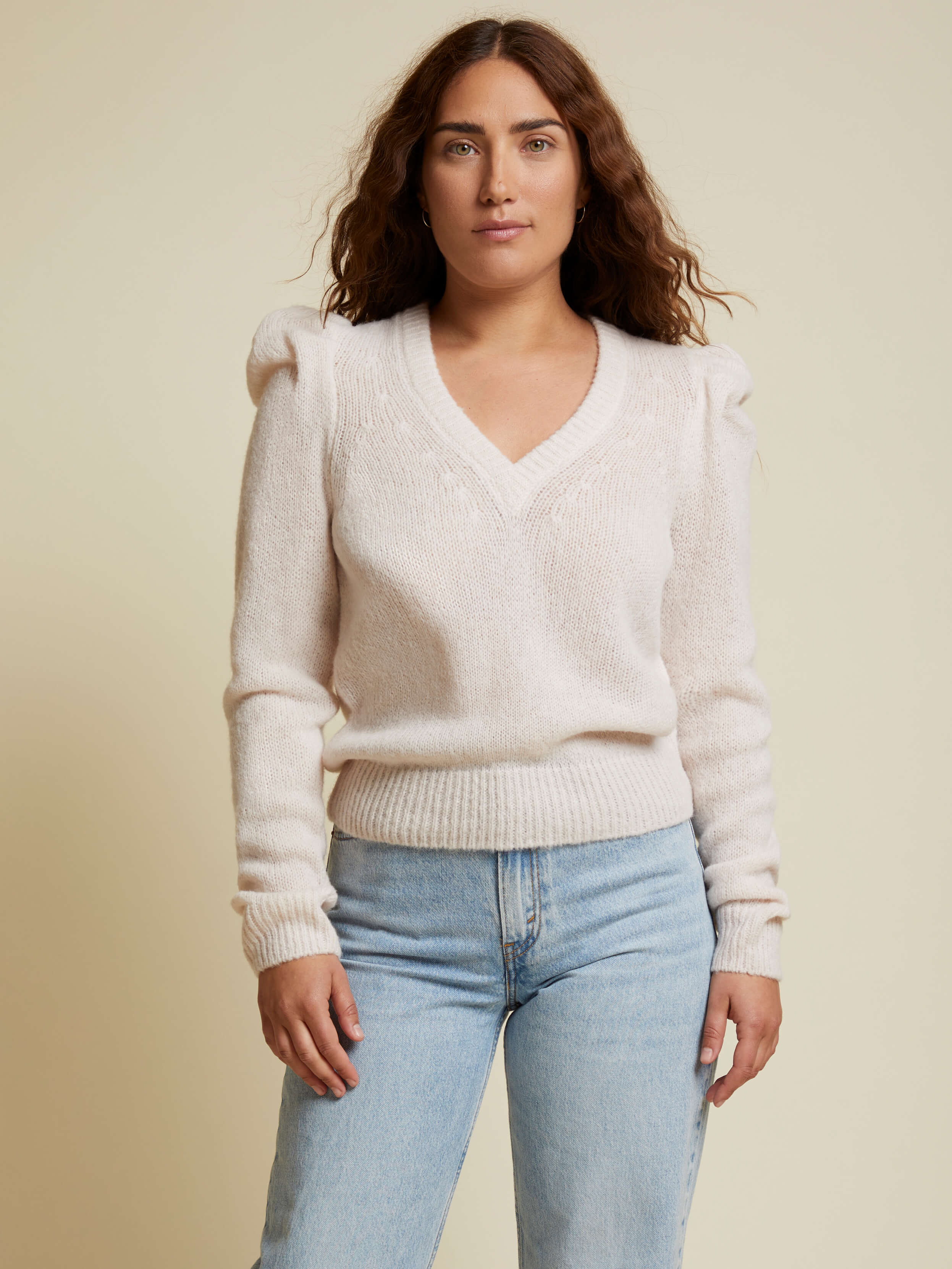 Nation LTD ‘Lara Puff Shoulder V Neck Sweater’