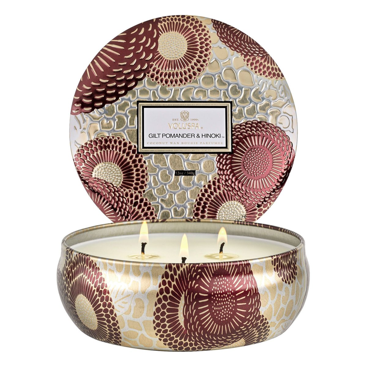 Voluspa ‘Gilt Hinoki 3 Wick Tin Candle’ - Cha Boutique